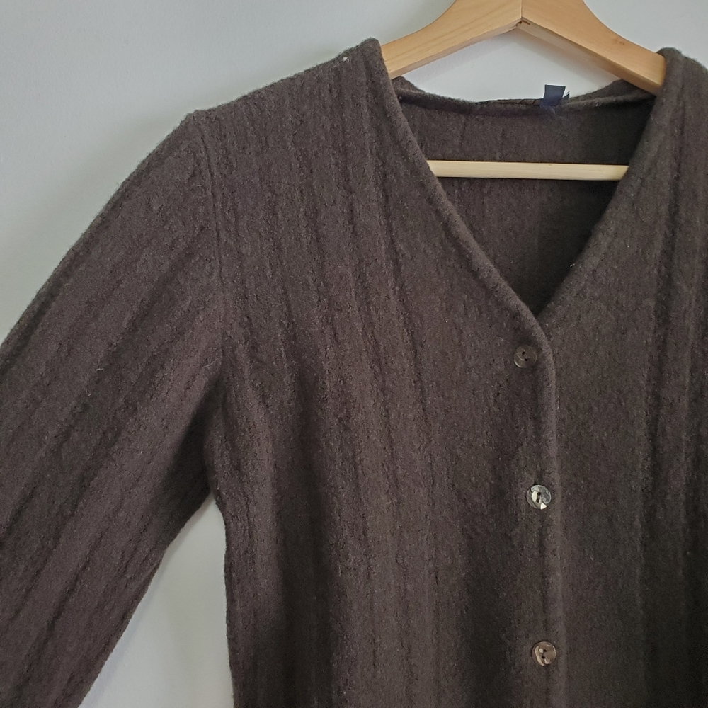 Vintage Small Sweater Tristan And Iseut Wool Cardigan Forest Green V-neck Button - Picture 3 of 16